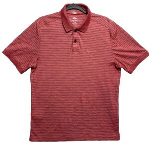 Tommy Bahama Polo Shirt Mens M Red Short Sleeve Stripe Golf